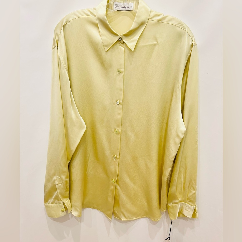 💖 SOLD 💖 NWT Vintage Burberry Classic Silk Shirt Long Sleve